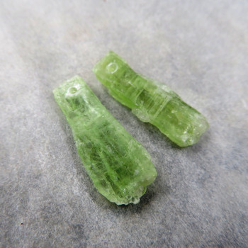 Kyanite green, raw - drilled pair No. KP.6