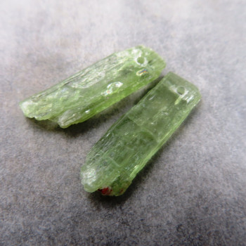 Kyanite green, raw - drilled pair No. KP.7