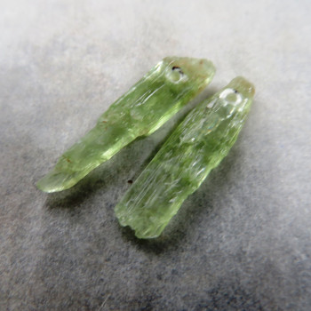 Kyanite green, raw - drilled pair No. KP.10