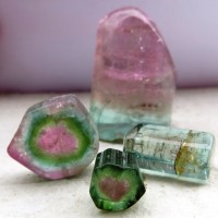 Zonal and watermelon tourmalines