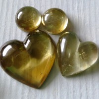 natural citrine, hearts