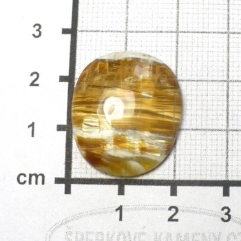 Karamelový silk opál s kočičím okem,kabošon č. 2 | sperkove- kameny.cz