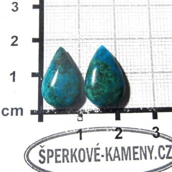 Chryzokol, kabošony pár  č.018 | www.sperkove-kameny.cz