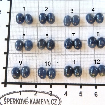 Safír, pár , kabošon 6x8 mm Set B | www.sperkove-kameny.cz