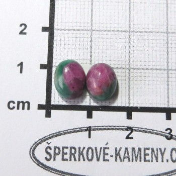 Rubín ve fuchsitu, kabošony pár 2 | www.sperkove-kameny.cz