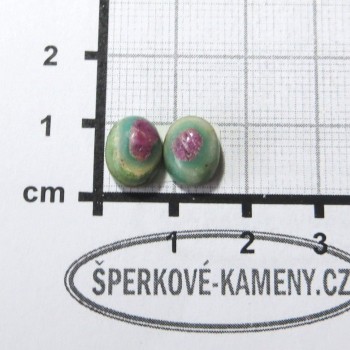 Rubín ve fuchsitu, kabošony pár 5 | www.sperkove-kameny.cz