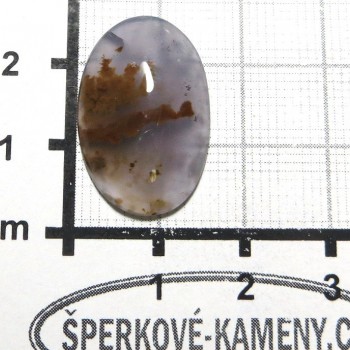 Modrý chalcedon s dendrity, kabošon č.83 | www.sperkove-kameny.cz 