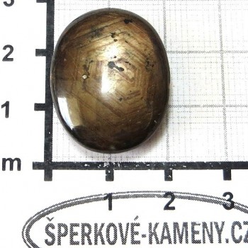 Černozlatavý asterický safír, obří, kabošon č.6|www.sperkove-kameny.cz