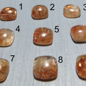 Sluneční kámen růžový třpytivý čtverec 10x10mm| www.sperkove-kameny.cz