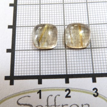 Sagenit náušnicový pár 10x10 mm P10| www.sperkove-kameny.cz