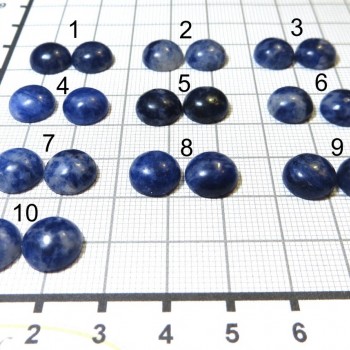 Sodalit,  náušnicový pár kabošonů 10mm set B| www.sperkove-kameny.cz