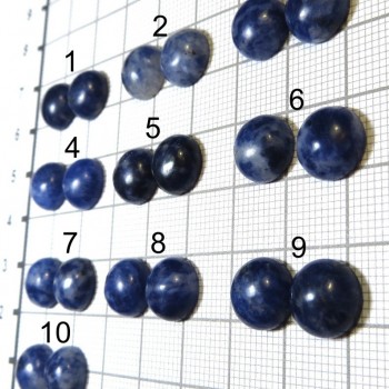 Sodalit,  náušnicový pár kabošonů 10mm set B| www.sperkove-kameny.cz