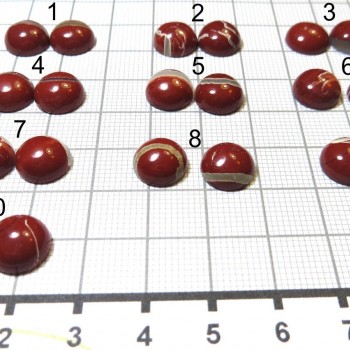 Červený jaspis,  náušnicový pár, kabošon 10mm, set B| www.sperkove-kameny.cz