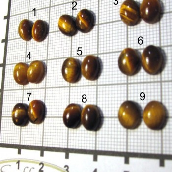 Tygří oko,  náušnicový pár, 6x8mm, Set B | www.sperkove-kameny.cz