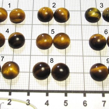 Tygří oko,  náušnicový pár, kabošon 10mm set B| www.sperkove-kameny.cz
