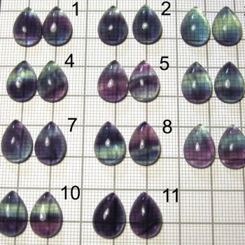 Duhový fluorit,  náušnicový pár, kapka 10x14mm set A| www.sperkove-kameny.cz