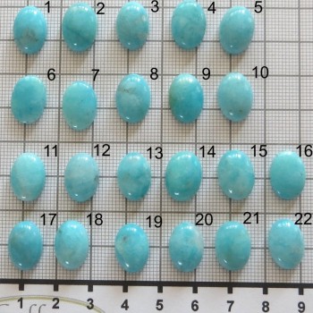 Amazonit, kabošon, ovál 10x14mm, SET A