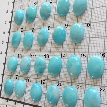 Amazonit, kabošon, ovál 10x14mm, SET A| www.sperkove-kameny.cz
