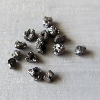 Anthracite rough diamond, drilled, approx. 2.3 mm 1 pc