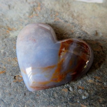 Modrý chalcedon, srdce-kabošon č.2