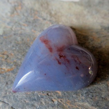 Modrý chalcedon, srdce-kabošon č.3