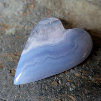 Modrý chalcedon, srdce-kabošon č.6