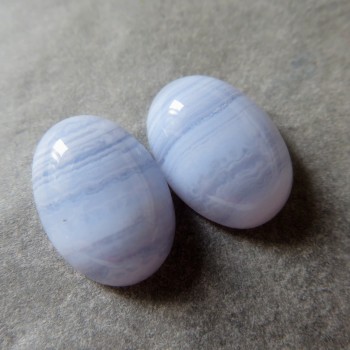 Modrý chalcedon 10x14mm, pár č.01