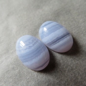 Modrý chalcedon 10x14mm, pár č.04