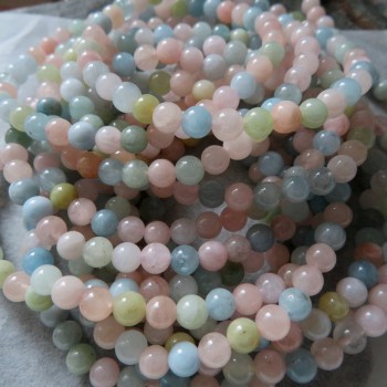 Morganite, Aquamarine, Heliodor Mix - 5mm bead (10pcs)