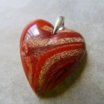 Red jasper, Brazil, heart pendant No.1