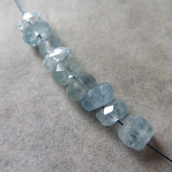 Aquamarine faceted asymmetric bead set no.15