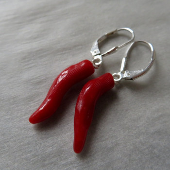 Real red coral Spain, earrings no.16