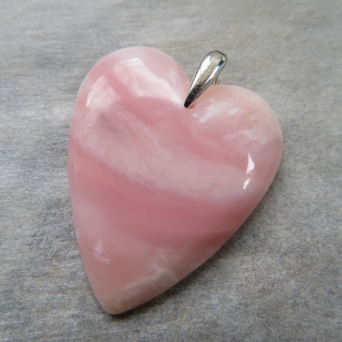 Růžový opál Peru, srdce přívěsek č.D18