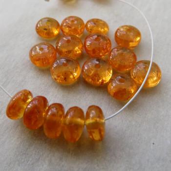 Mandarin garnet, roundel 6x3mm - (1pc)