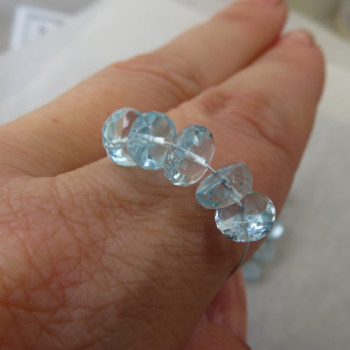 Aquamarine guy. roundel 7x3mm, (1pc)