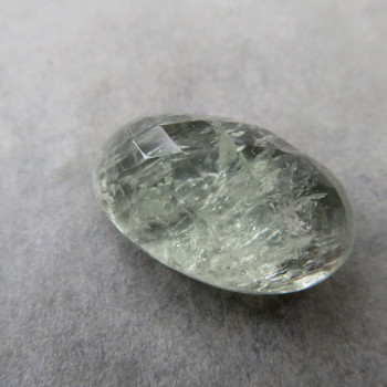 Green quartz (prasiolite) faceted cabochon No. 3