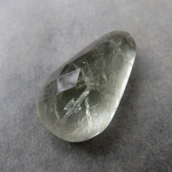 Green quartz (prasiolite) faceted cabochon No. 4