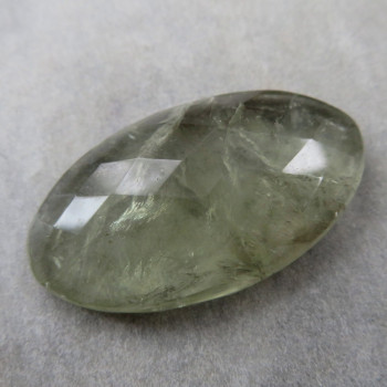 Green quartz (prasiolite) faceted cabochon No. 8