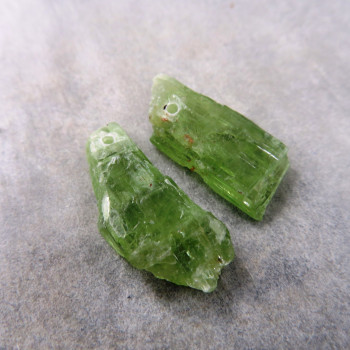 Kyanite green, raw - drilled pair No. KP.5