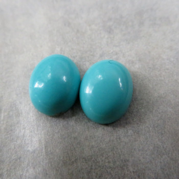 True turquoise, Arizona USA, 9x7mm - pair no.B17