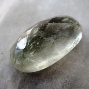 Green quartz (prasiolite) faceted cabochon No. A4