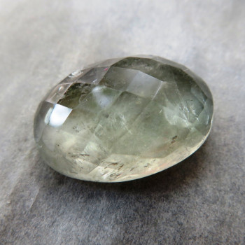 Green quartz (prasiolite) faceted cabochon No. A5