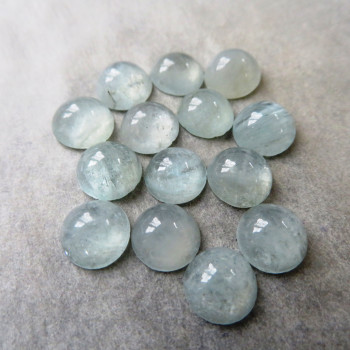 Aquamarine mini cabochon Mozambique, 9mm, 1pc