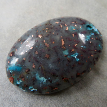 Copper in chalcedony, Indonesia, cabochon no.1