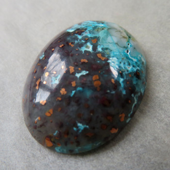 Copper in chalcedony, Indonesia, cabochon no.2