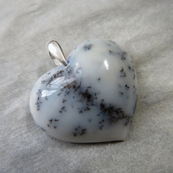 Dendritic opal, heart pendant no. 1