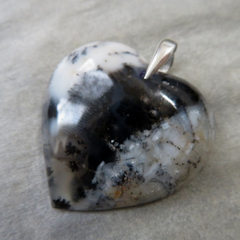 Dendritic opal, heart pendant no. 2
