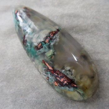 Copper in chalcedony, Indonesia, cabochon no.8