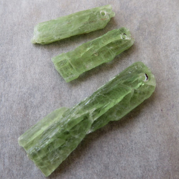Green Kyanite, raw drilled - set no. 2
