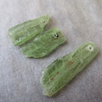 Green Kyanite, raw drilled - set no. 4